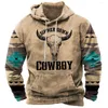 Herren Hoodies Vintage Cowboy Muster Hoodie Übergroßes Sweatshirt für Männer Casual Street Herrenbekleidung Tops Männlicher klassischer Stil Pullover