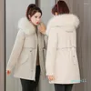 Женские траншевые пальто зимний стиль теплый утолщен ватный ватный курт