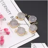 Charms Natural Stone Semi Precious Round Sprout Double Hole Pendant Connector Jewelry Making Diy Necklace Bracelet Accessoriescharms D Dhdll