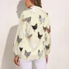 Chemisiers pour femmes divers chemisier de poulet à manches longues imprimé Animal mignon à la mode femme décontracté chemises surdimensionnées haut imprimé cadeau
