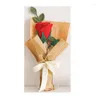 Fleurs décoratives 1pcs bouquet à tricoter fleur de rose tissée à la main grand tournesol accessoires pour la maison bricolage cadeau de la Saint-Valentin pour petite amie