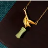 Collier de noeud en bambou de style chinois, nouveau luxe léger de style chinois pour femmes, pendentif de niche imitation jade, sens de conception de bijoux simple de style ethnique