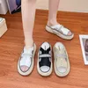 Slippers Echt lederen pantoffels voor dames Dikke sneakers Platform Wedge Ademende pantoffels Comfortabele holle zomer Casual Vakantie S 230830