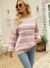 Damenpullover Fitshinling Schulterfreier Pullover für Damenbekleidung Herbst Winterpullover Langarm-Strickoberteile Gestreifter schlanker Jersey-Pullover HKD230831