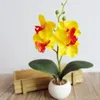 Fiori decorativi Real Touch Farfalla artificiale Fiore di orchidea Bonsai Falena di plastica di seta Phalaenopsis per la decorazione domestica di nozze Vaso finto