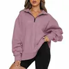 Damen-Kapuzenpullover, Sweatshirt für Damen, übergroß, halber Reißverschluss, langärmelig, Viertel-Hoodie, Pullover, Herbstbluse für Teenager und Mädchen