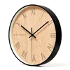 Horloges murales Horloge en métal Vintage Rétro Design moderne Simple Chambre à coucher en bois Décor à la maison Suspendu Montre Minuterie