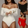 Dames Jumpsuits Rompertjes Seks Dames Off-shoulder bodysuit Jumpsuit met lange mouwen Romper Jumper Gympak Body Top Effen Zwart Wit Rood Body 230830