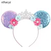 Hair Accessories 10Pcs Wholesale Glitter Crown Hairband Girls Princess Party Head Wear Sequins Mouse Ears Bow Headband Kids Hair Accessories 230830