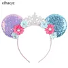 Acessórios de cabelo 10 pcs atacado glitter coroa hairband meninas princesa festa cabeça usar lantejoulas mouse orelhas arco headband crianças acessórios de cabelo 230830