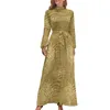 Casual jurken Klassieke tijgerprintjurk Hoge taille Dierenbont Design Bohemen Mode met lange mouwen Maxi Elegante kleding