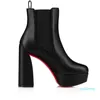 Winter Women heel pump boots Booty Platform ankle boot block heeled and leather mid booties wedding dress pumps 35-43