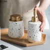 Liquid Soap Dispenser Ceramics Handwashing Fluid Bottle Color Terrazzo Pattern Bathroom Supplies Lotion Bottle Soap Bottle Portable Soap Dispensers 230831