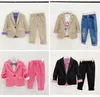 Pakken voor kinderen Knap Effen Kleur Pak Sets Jongens Feest Piano Prestaties Schoolfeest Kostuum Kinderen Blazer Broek 2 stuks Outfits 230830