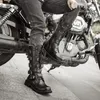 Boots Men Motorcyclist Military Tactical Metal Punk Style Man Rock Mid Calf Gothic Large Size Leather Mens Shoes 230831