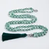 Anhänger Halsketten 8 mm burmesische Jade geknotete Perlen Mala Halskette Meditation Yoga Segen Glück tibetischer Schmuck 108 Japamala Rosenkranz Quaste Anhänger 230831