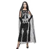 Lässige Kleider Halloween Geisterbraut Schwarzes Skelettkleid für Frauen Zombie Teufel Party Maskerade Gruselige Vampir Cosplay Kostüme Anzüge
