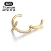 حلقة الأنف الصناعية طوق الثقوب الحاجز التيتانيوم غضروف الزركون G23 Helix Women Segment Segrons Sexy Body Jewelry