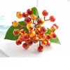 Fleurs décoratives étamines de perles fleur artificielle petites baies cerise pour boîte-cadeau de fête de mariage couronne de bricolage de noël décorations pour la maison