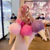 مفاتيح مفاتيح Lanyards 1pc Fashion Cute Mini Ice Cream Ring مع Tassel Student Fluffy Pom Velvet Plush Keychain for Girls Decoration Gift 230831