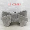 Kvällspåsar Lady Silver Blue Color Crystal Diamond Clutche Clutch Bag Fashion Bow Form Small Minaudiere Party Prom 230831