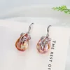 Stud Earrings Ambrum Valentine's Day Copper Women Freshwater Pearls White Cultured Zircon Jewelry Drop