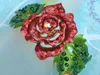 Armreif synthetischer Rubin Smaragd Kristall Strass Rose Blume Blatt Armband Manschette