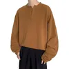 Sweat à capuche pour hommes, pull à manches longues, col en v, couleur unie, respirant, ample, automne printemps, Baggy Tops