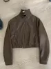 Kvinnorjackor Fashion Black Leather Jacket Turn-Down Collar Coats Vintage Long Sleeve Chic Topps Ytterkläder Kpop High Street 2023 Autumn