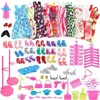 Doll Apparel 85pcs Dress Changing Skirt + Accessory 30cm Girl Clothes Accessories Shoe Bag Jewelry Necklace Crown