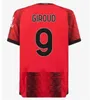 23 24 24 Milans Giroud Soccer Jerseys 2023 Pulisic Theo Tonali Reijnders koszulka Romagnoli Rafa Leao S.castiljo Reijnders Loftus-Cheek dla dorosłych Sockfootball Ball Mundlid