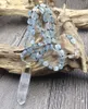 Pendanthalsband YA2975 Natural Quartz Pendant Aquamarines Stone Nuggets Pärlor Knut Handgjorda halsband 230831