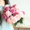 Decorative Flowers 2PCS White Rose Artificial Silk Bouquet High Quality Big For Wedding Decoration Fake Red Table Decor