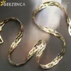 Pendants GEEZENCA 925 Silver Women's Choker Necklace Italian 6mm Woven Chain Three Color Four Thread Necklaces High Quality Luxury Gift