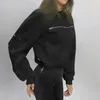 Hoodies femininos taruxy zíper lateral fino pulôver suéteres para mulheres outono casual roupas sólidas rua moda inverno moletom senhoras