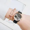 손목 시계 모드 Frauen Uhr 2 Teile/Satz armband Kleid Quarz Damen Kristall Zifferblasport Handgelenk Uhren Relogio Feminino
