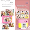 Kameror Kids Instant Print Camera Thermal Paper Adhesive Digital Phone Printing Fill Light Video Girls Boy Child Q230831