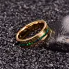 Обручальные кольца Bonlavie 6 -мм электрический золотой цвет отполированный инкрустанный зеленый опал вольфрамовый карбид кольцо мужское свадебное подарки 230831