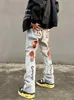 Jeans da uomo Jeans con teschio da uomo Pantaloni da uomo Hip Hop Vintage Svasato ricamato Donna Y2k Pantaloni Trendyol Scheletro Streetwear Slim Jean 230830