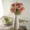 Flores decorativas 5 cabeças e 3 pequenas rosas falsas de seda peony artificial ano de decoração de natal decoração de casamento