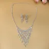 Ketting Oorbellen Set Oorbel High-end Luxe Strass Geometrische Vorm Prinses Stijl Sieraden Voor Bruiloft Gala