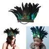 Pinces à cheveux bandeau de tempérament fille paons plume bandeau accrocheur pour les carnavals