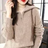 Women's Sweaters Woman's Casual Pullover Female Long Sleeve Turn-Down Collar Zipper Jumper Winter Thick Wool Knitted Tops Blouse My