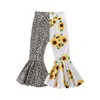 Byxor Summer Cute Sunflower Printed Patchwork Ruffle Bell Bottoms Flased Pants för 2 till 6 barn 230830