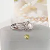 Anneaux de mariage Zhboruini Pearl Ring Placage 14K Or blanc 100 Naturel Diamant d'eau douce Design Femme Bijoux Cadeau 230831