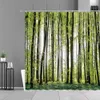 Rideaux de douche Moderne 3D impression forêt paysage naturel rideau de douche plante verte arbre paysage rideau de bain avec pour salle de bain paysage R230831