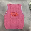 Letter Print Women Knit Sports Vest High Quality Argyle Camisole Fashion Brand Sleeveless Waistcoat Sports Style Tops