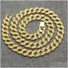 Catene New Miami Cuban Link Placcato in oro Ghiacciato Diamante bianco Collane lunghe per gioielli Hip Hop da uomo Vendita pendenti con consegna a goccia Dhun7