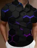 Polos para Hombres Camisa Polo De Línea Geométrica para Hombres Camisetas De Manga Corta Informales con Estampado 3D Jersey Suelto con Cuello Redondo De Verano Tops Frescos Moda Streetwear