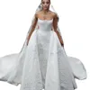 Abiti da sposa sexy in pizzo a sirena Abiti da sposa con applicazioni senza spalline con strascico con cerniera senza schienale Robe De